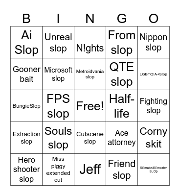 Summer games fest slop Bingo Card