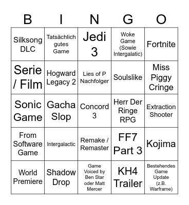 SFG2026 Bingo Card