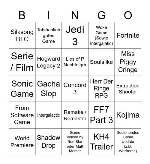 SFG2026 Bingo Card