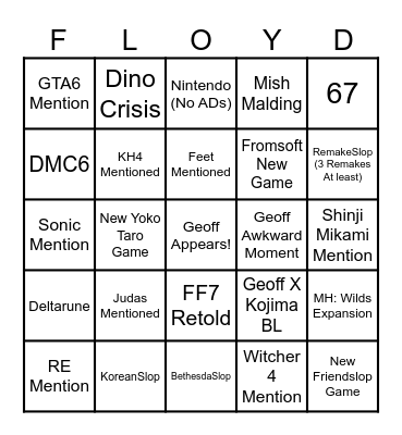 Summer Games Fest Bingo Card