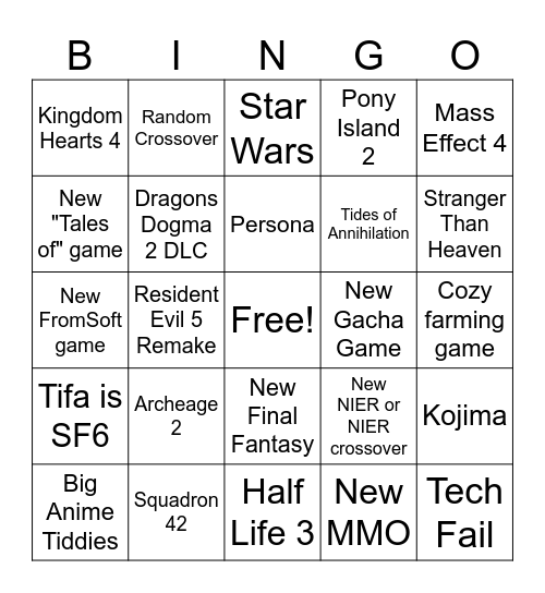 Summer Games Fest 2026 Bingo Card