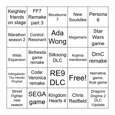 SGF Bingy Bingo Card
