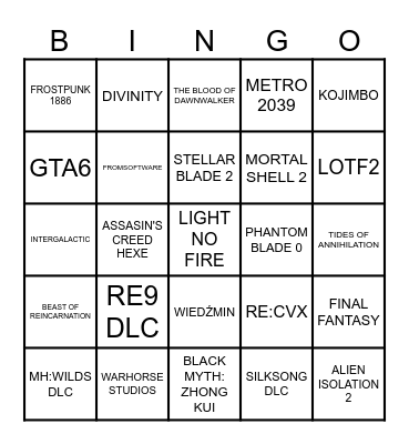Summer Games Fest 2026 Bingo Card