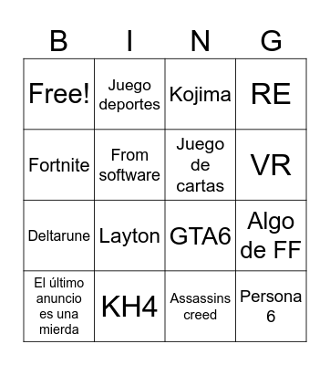 Sumer game fest Bingo Card