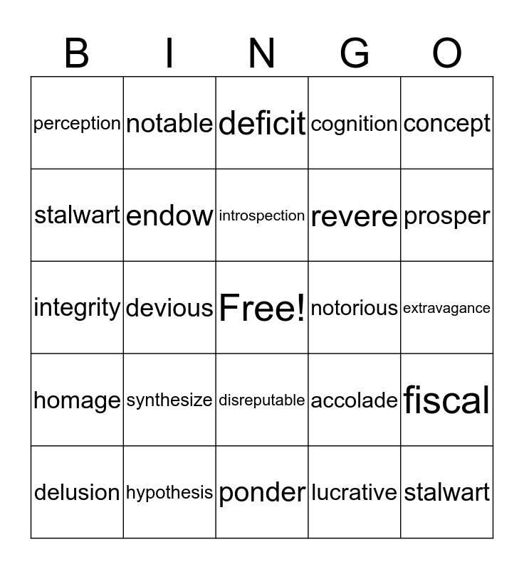 REA 0017C: Chapters 4, 5, & 6 Vocabulary Bingo Card