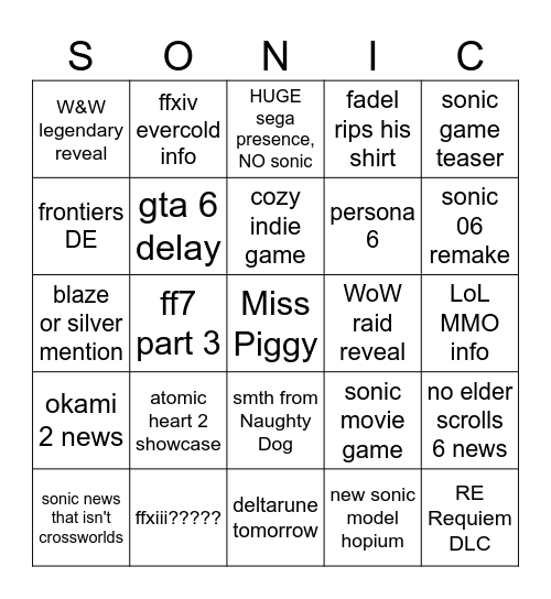 S&F server SGF bingo Card