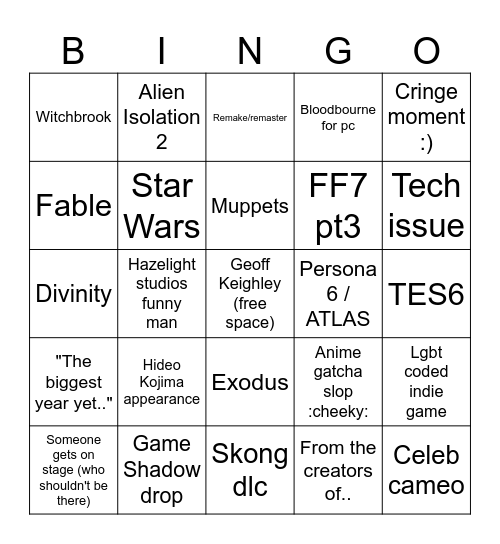 Potat SGF Bingo Card