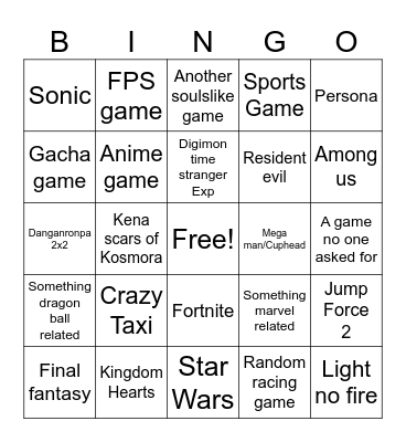 Summer Games Fest 2026 Bingo Card