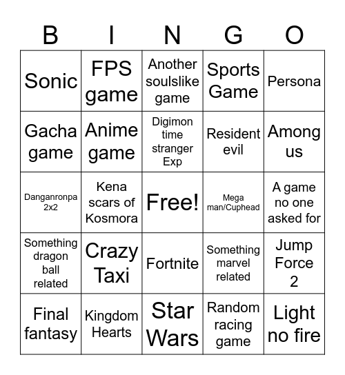 Summer Games Fest 2026 Bingo Card