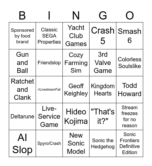 Summer Games Fest Bingo Card
