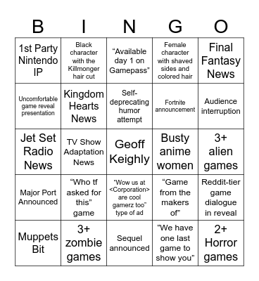 Summer Games Fest Bingo Card