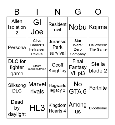 Summer Games fest Bingo Card