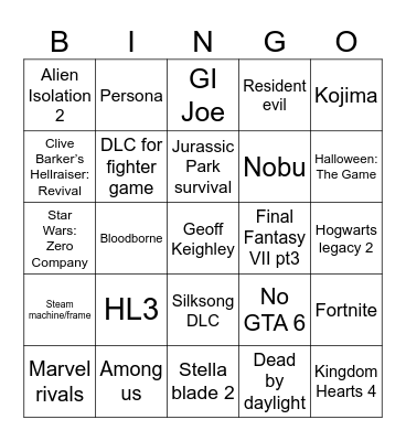 Summer Games fest Bingo Card