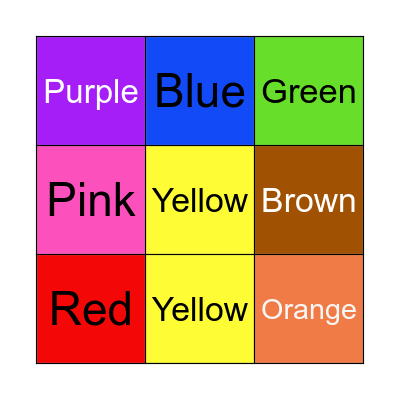 COLORS Bingo Card