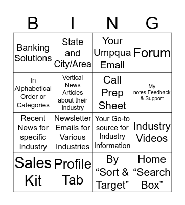 VERTICAL IQ - UMPQUA BANK By Victor Melnik and Ruby Elwood Bingo Card
