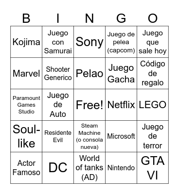 Summer GameFest Bingo Card