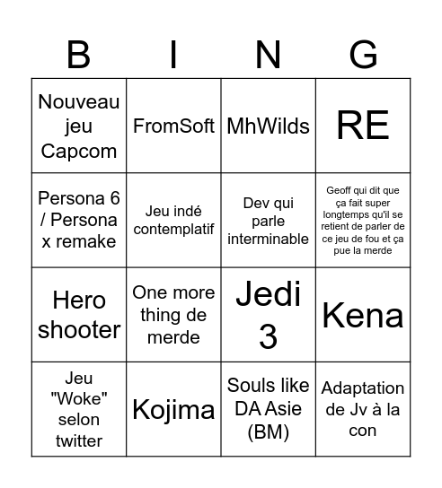 SGF Bingo Card