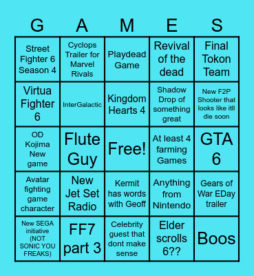 Summer Games Fest Bingo Card