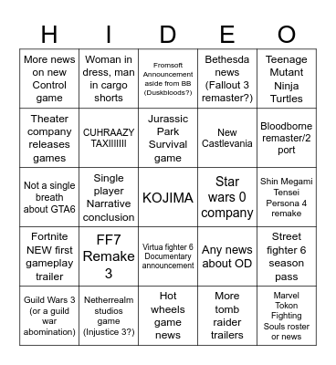 SGF Bingo Bonanaza Bingo Card