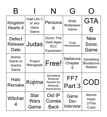 Fluffkey's Summer Game Fest 2026 Bingo Card