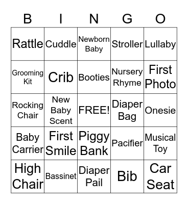 Baby Shower Bingo Card