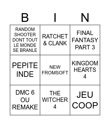 SUMMER GAME FEST Bingo Card