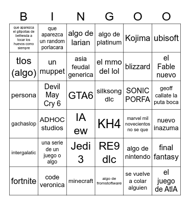 bingo summer games fest Bingo Card