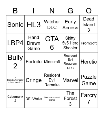Summer Games Fest Bingo Card