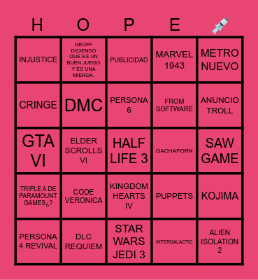 Summer Game Fest 2026 Bingo Card