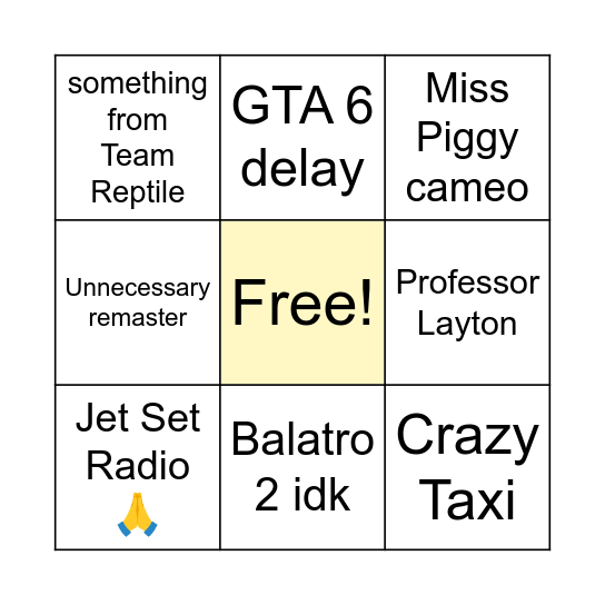 SGF Bingo Card
