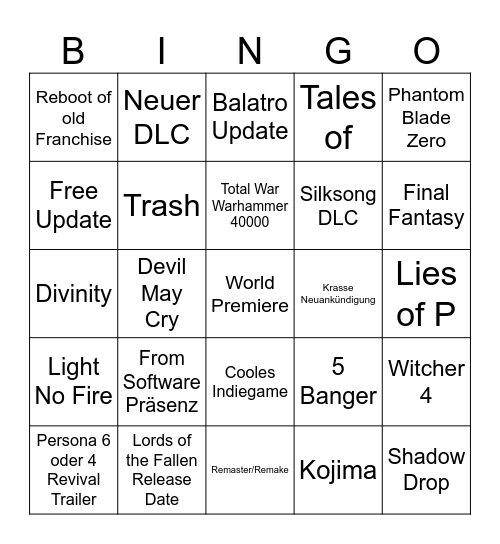 SGF2026 Bingo Card