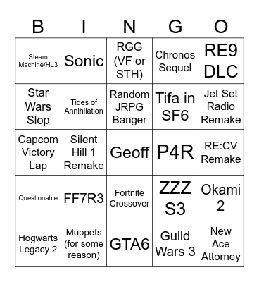 SGF 2026 Bingo Card