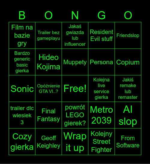Summer Fest Bingo Card