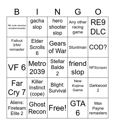 Summer Game Fest Bingo Card