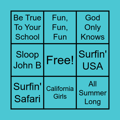 Beach Boys Bingo Card