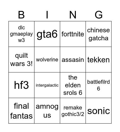 Untitled Bingo Card