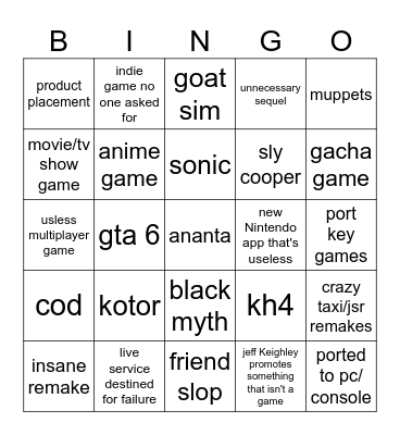 summer games fest Bingo Card