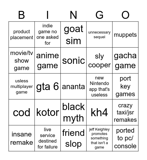 summer games fest Bingo Card