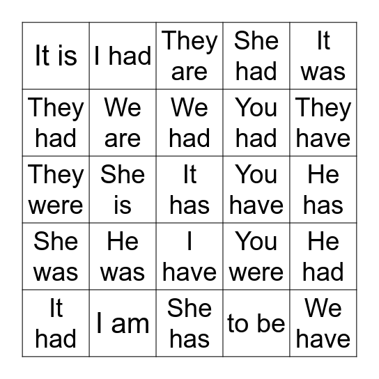 to be & to have Bingo Card