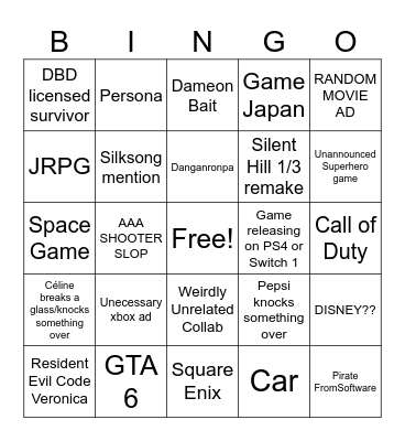 SUMMERGAMEFEST Bingo Card