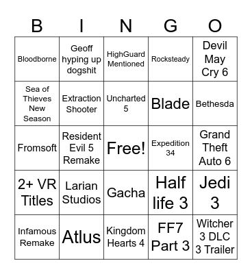 Summer Games Fest 2026 Bingo Card