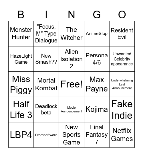 Untitled Bingo Card