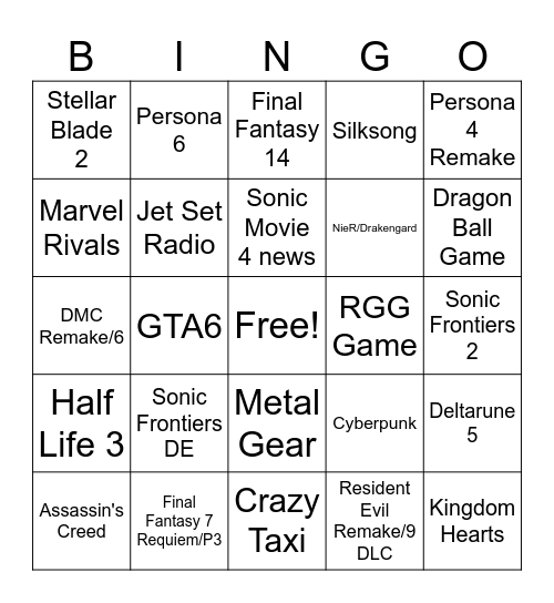 SGF 2026 Bingo Card