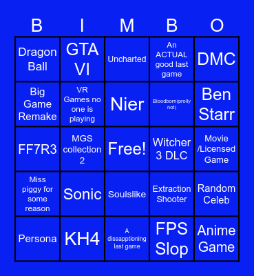 Summer Game Fest Bingo Card