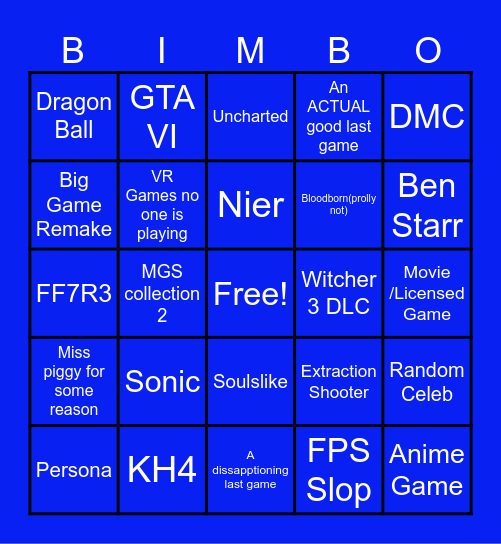 Summer Game Fest Bingo Card