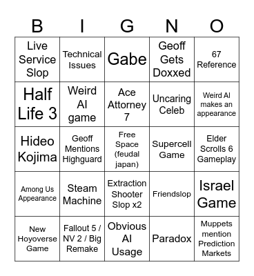 BIGNO Bingo Card