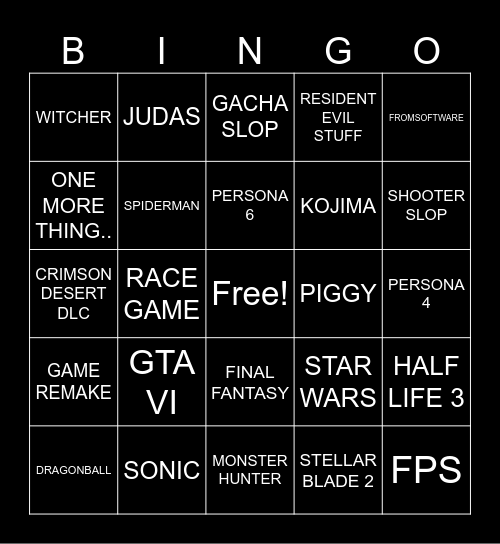 SUMMERGAMES Bingo Card