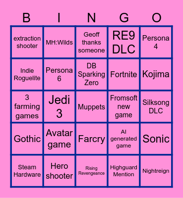 Summer Cope Fest Bingo Card
