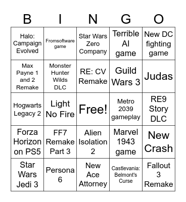 SGF 2026 Bingo Card