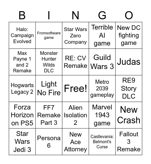 SGF 2026 Bingo Card